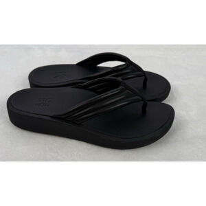 Abeo Womens Sz 9 Sandals Black Piper Paseo Leather Wedge Heel Neutral Flip Flop